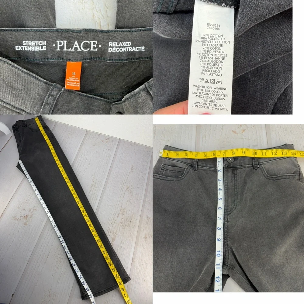 The Children’s Place Boys Gray Stretch Jeans‎ Relaxed Fit Size 16
